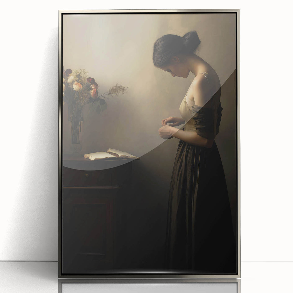 Vintage Portrait Art - Elegant Woman in Warm Light Canvas Print