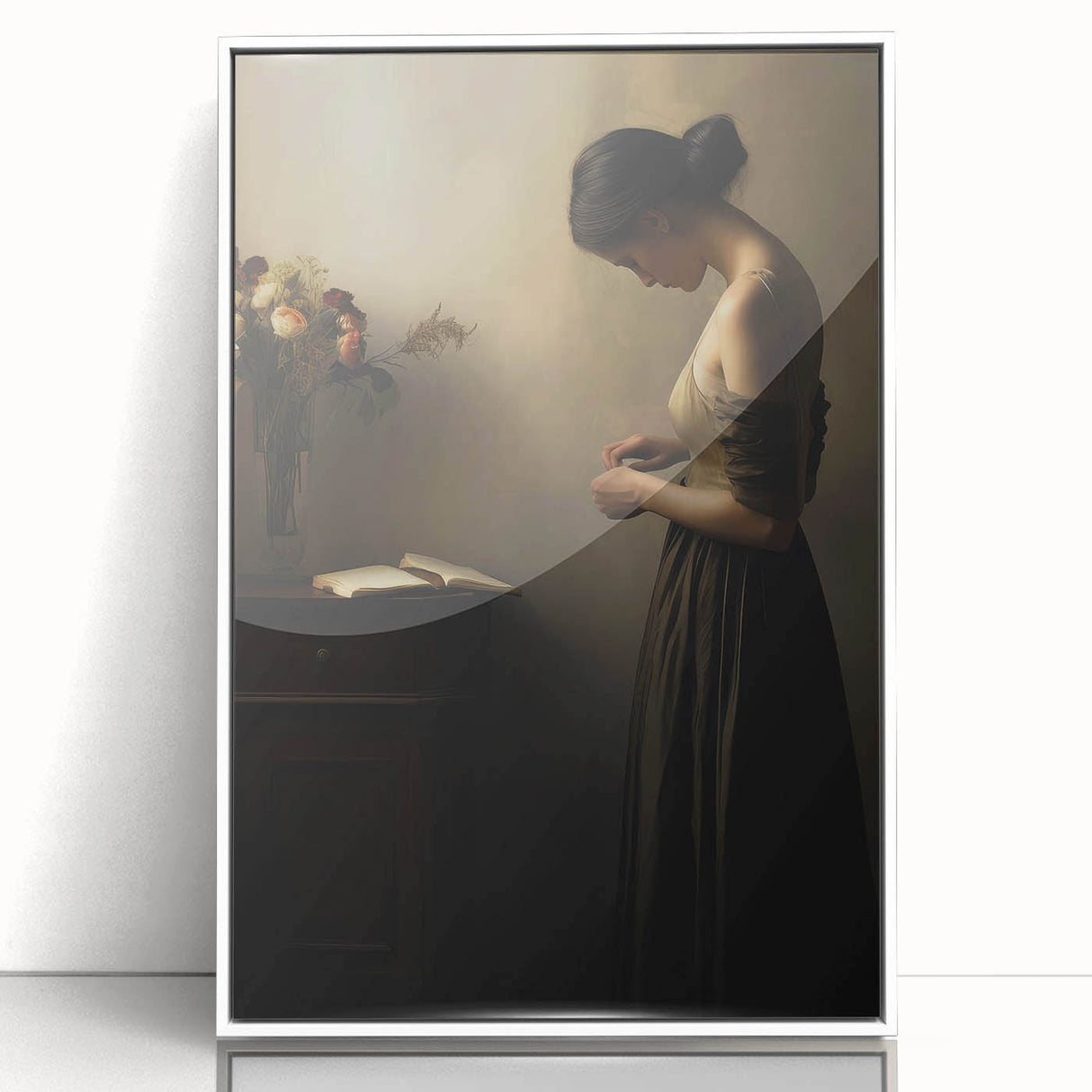 Vintage Portrait Art - Elegant Woman in Warm Light Canvas Print