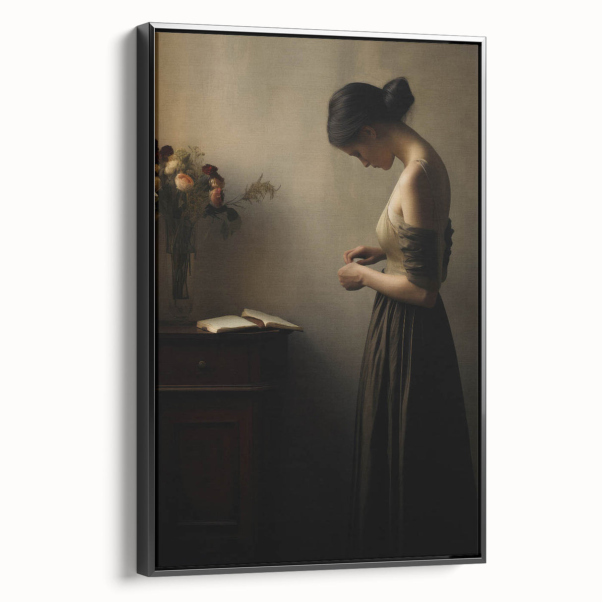 Vintage Portrait Art - Elegant Woman in Warm Light Canvas Print