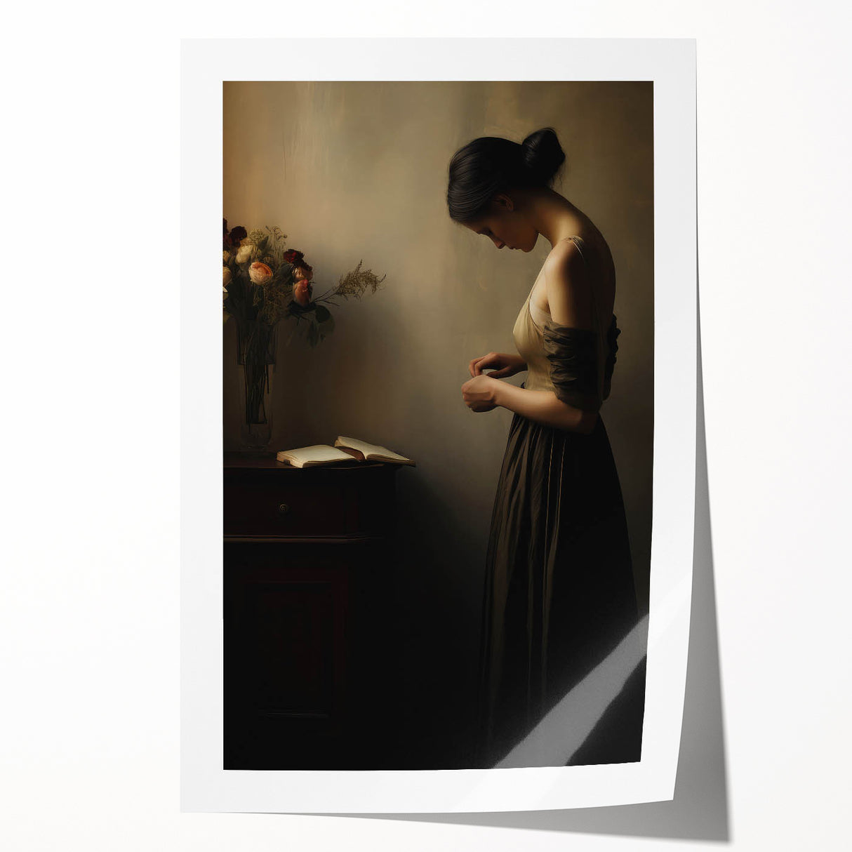 Vintage Portrait Art - Elegant Woman in Warm Light Canvas Print