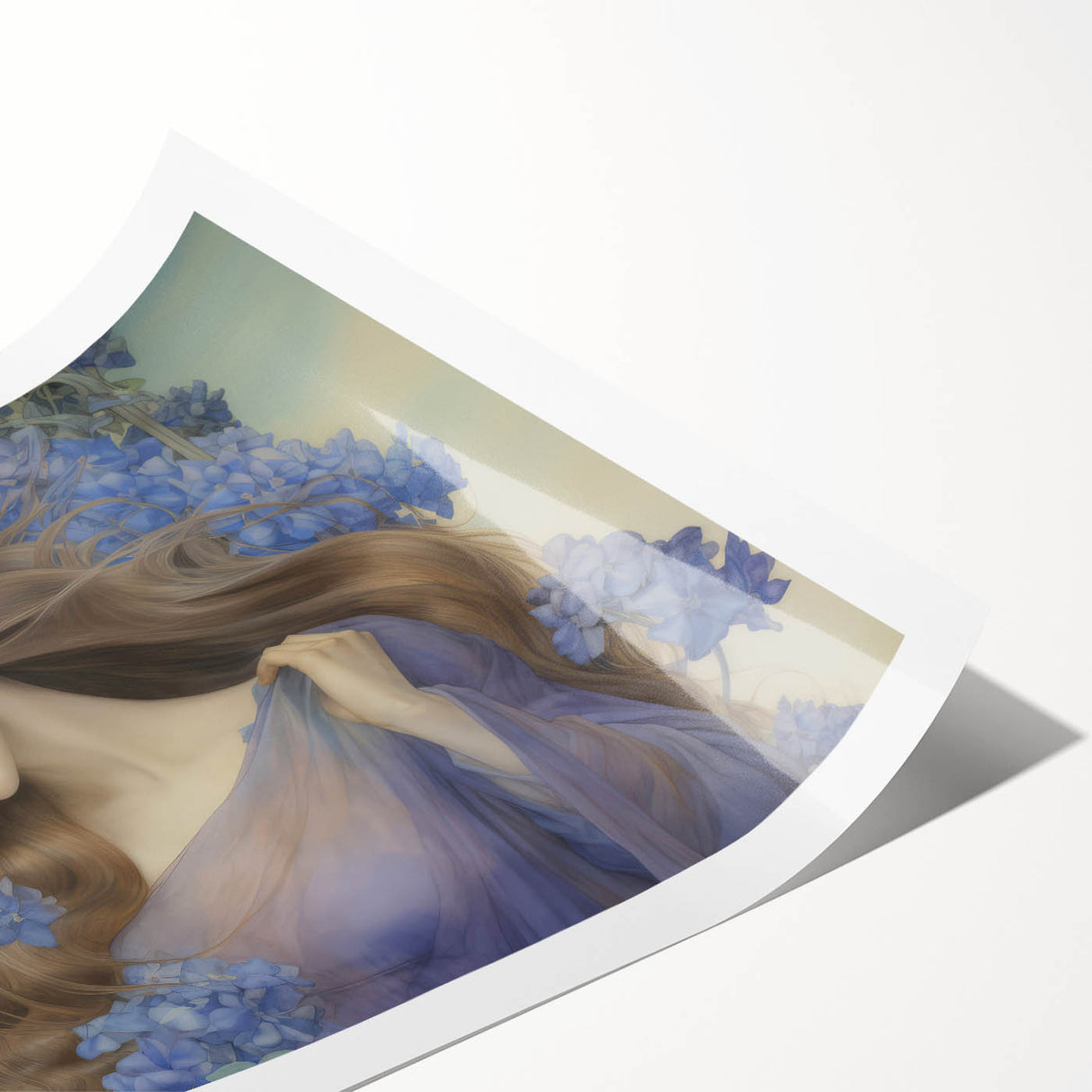 Vintage Portrait Art – Lady in Blue Flowers Canvas Print