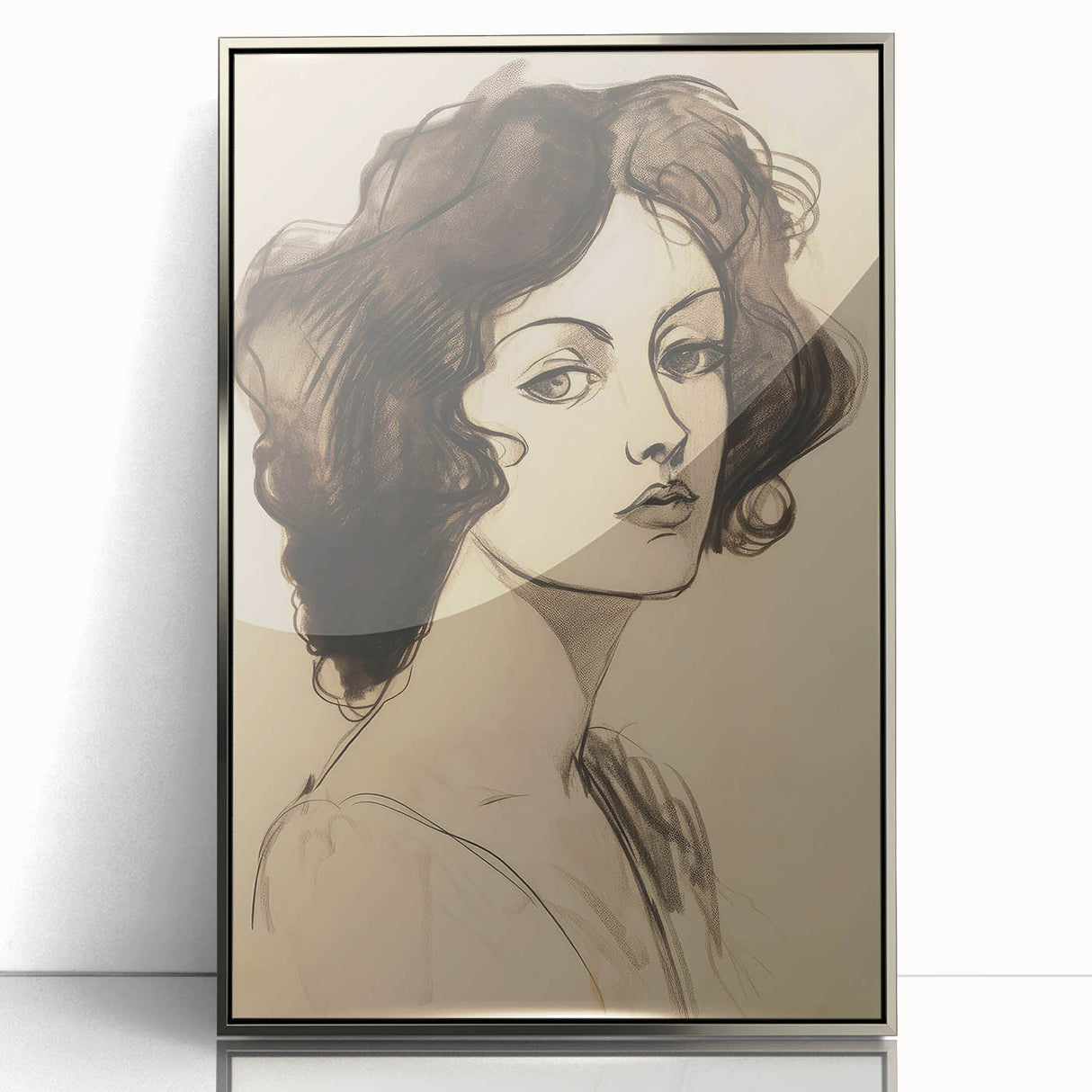 Classic Portrait Artwork - Bold Charcoal Sketch of Vintage Woman