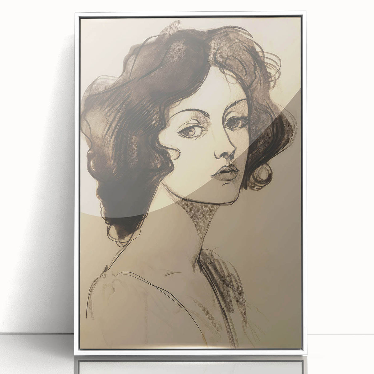 Classic Portrait Artwork - Bold Charcoal Sketch of Vintage Woman