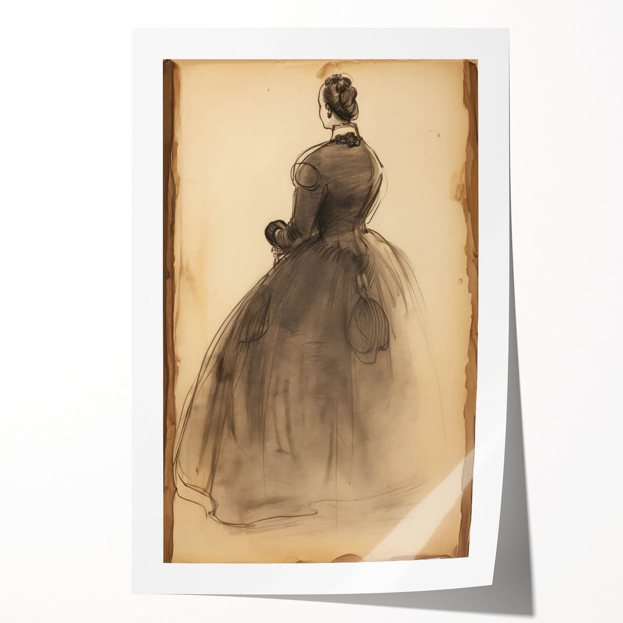 Victorian Sketch Portrait Art – Antique Charcoal Canvas & Prints