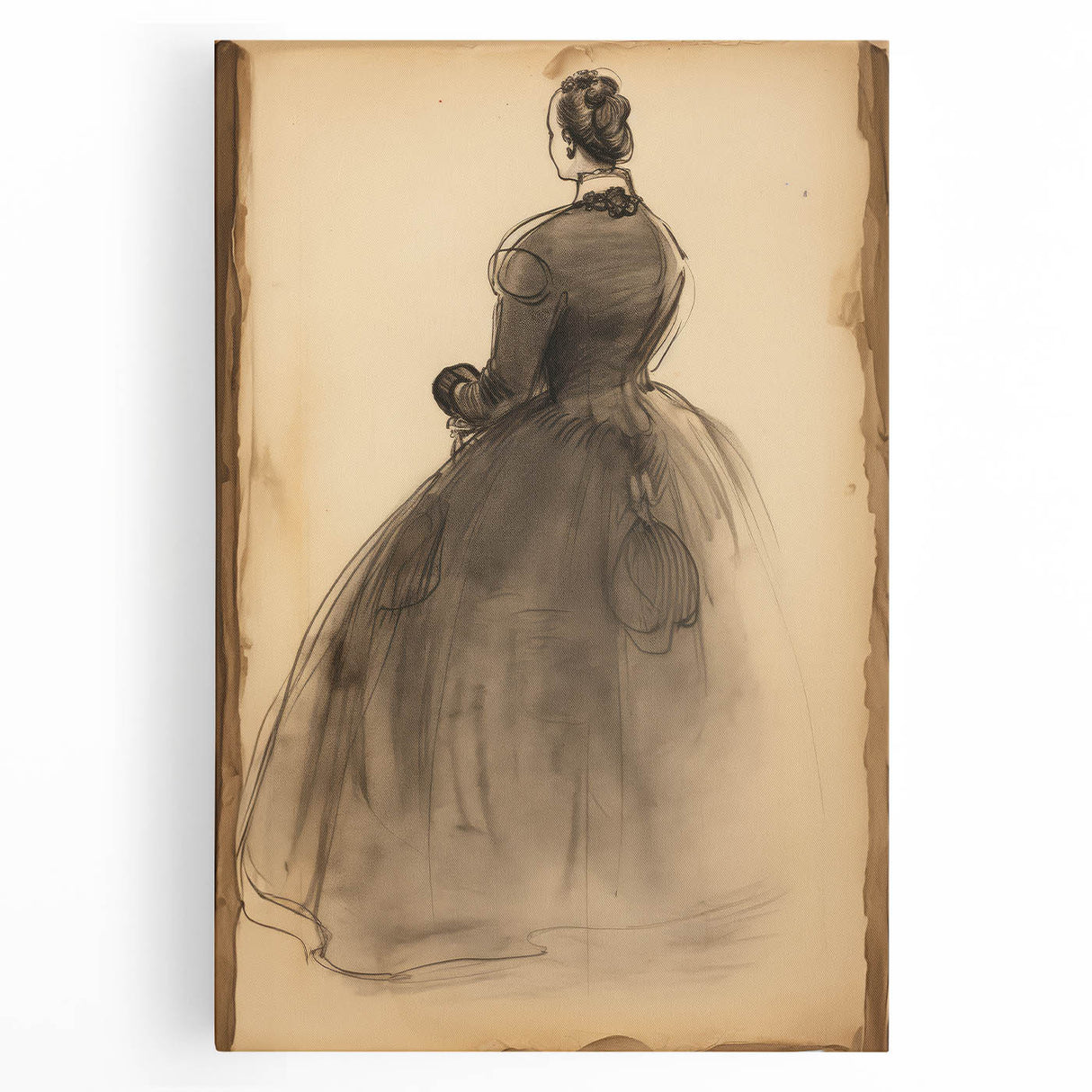 Victorian Sketch Portrait Art – Antique Charcoal Canvas & Prints