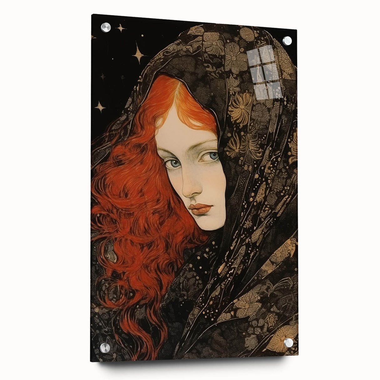 Antique Portrait Prints - Mysterious Red-Haired Woman Wall Art