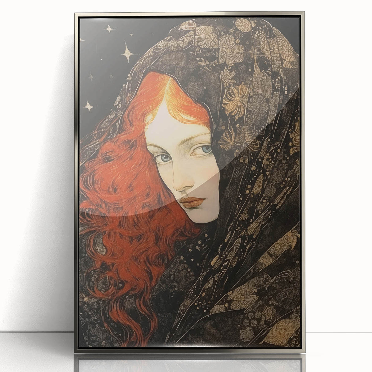Antique Portrait Prints - Mysterious Red-Haired Woman Wall Art