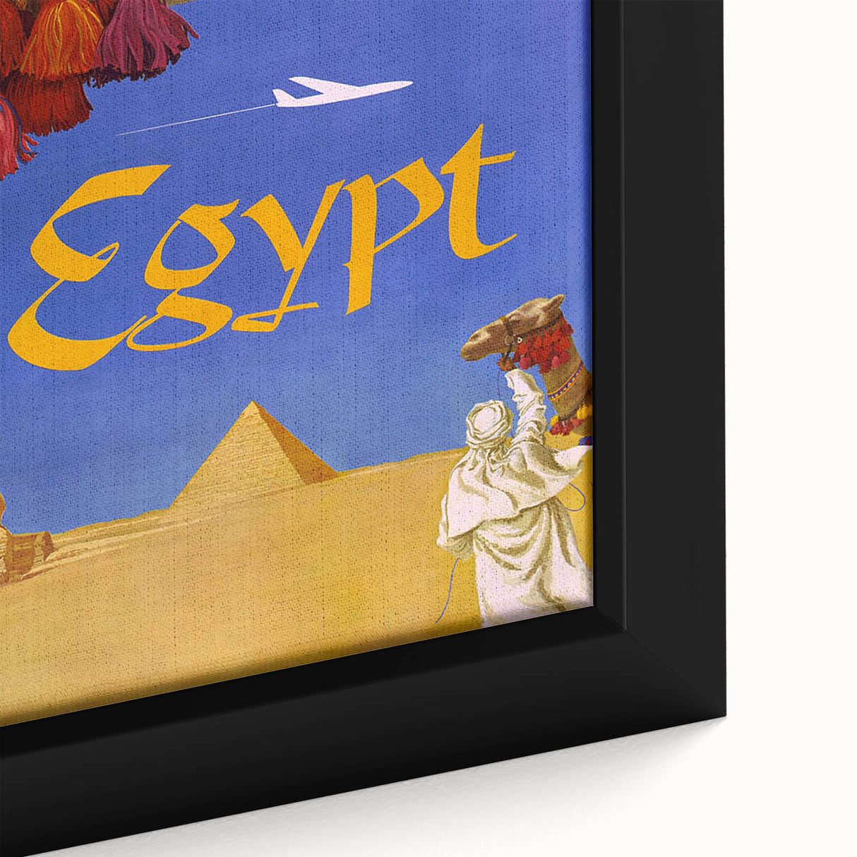 Vintage Egypt Travel Poster – Retro Camel and Pyramids Wall Art