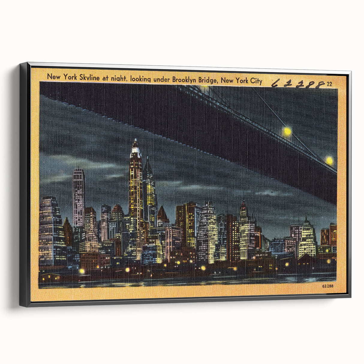 NYC Skyline at Night Poster – Vintage Brooklyn Bridge Art