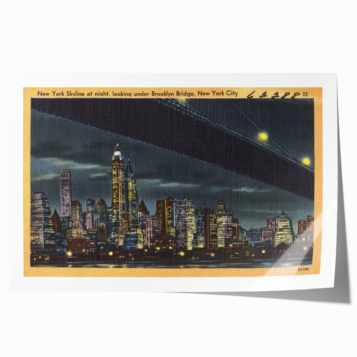 NYC Skyline at Night Poster – Vintage Brooklyn Bridge Art