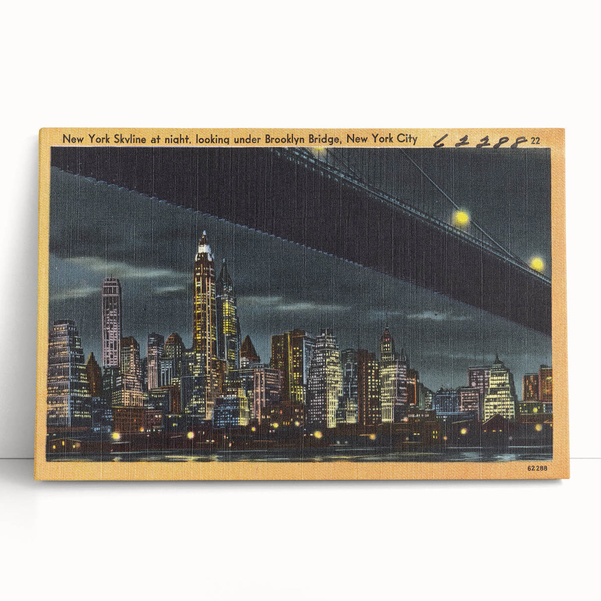 NYC Skyline at Night Poster – Vintage Brooklyn Bridge Art