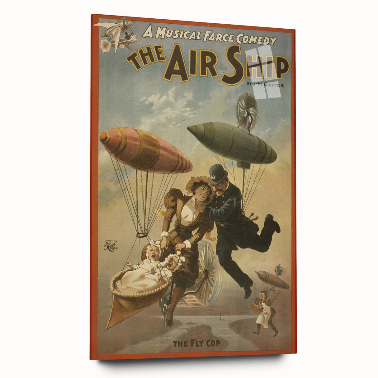 Vintage Airship Poster – Retro Musical Comedy Travel Art
