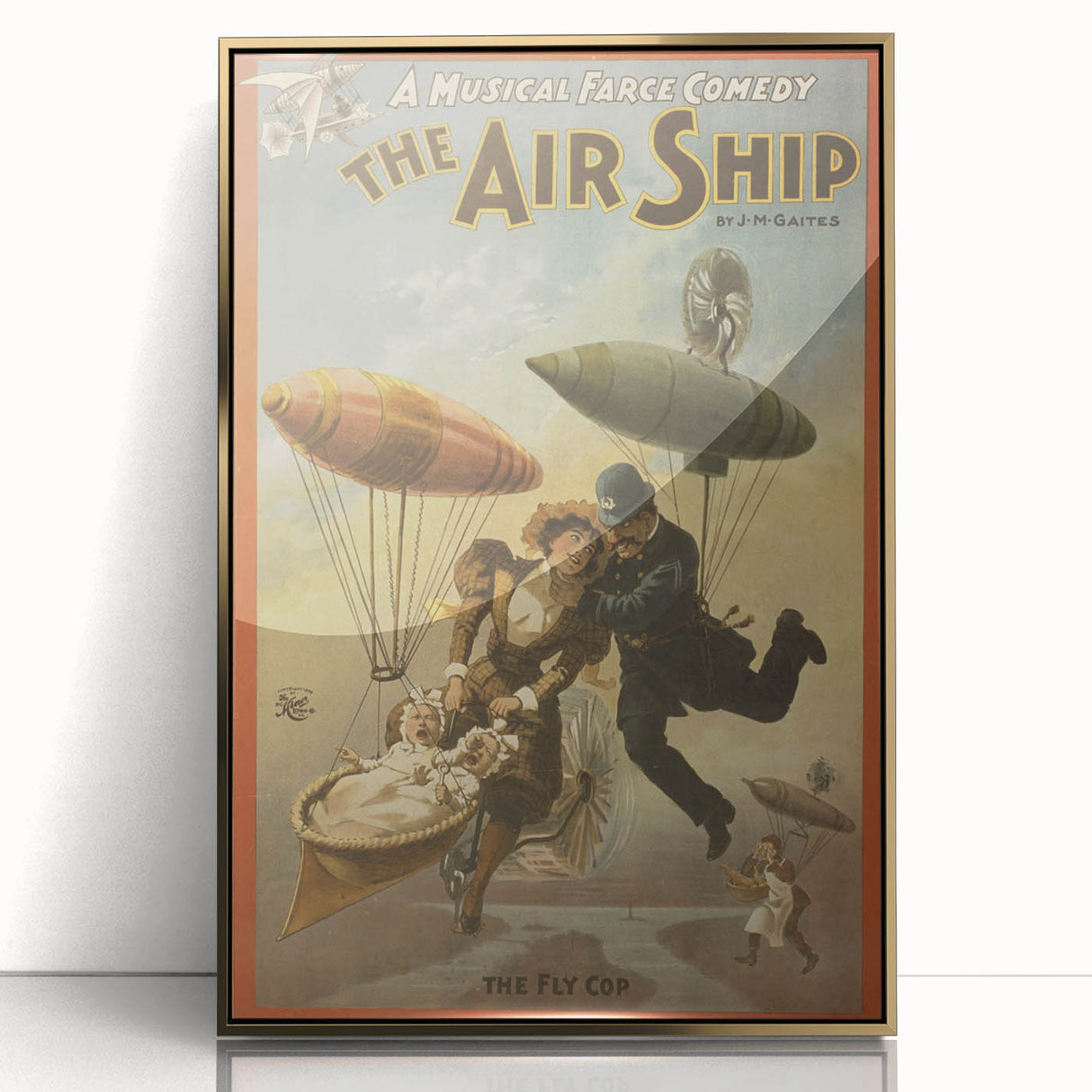 Vintage Airship Poster – Retro Musical Comedy Travel Art