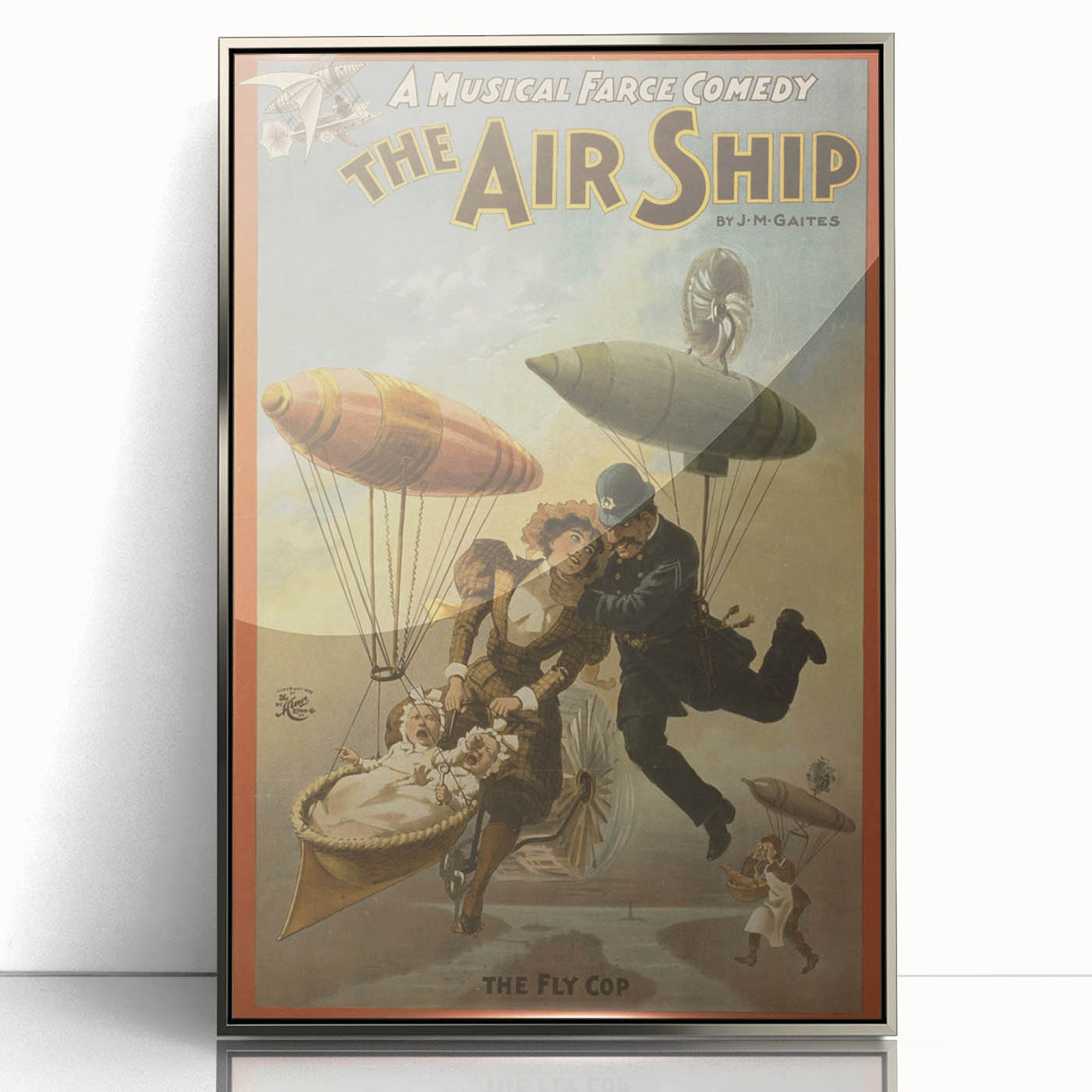 Vintage Airship Poster – Retro Musical Comedy Travel Art