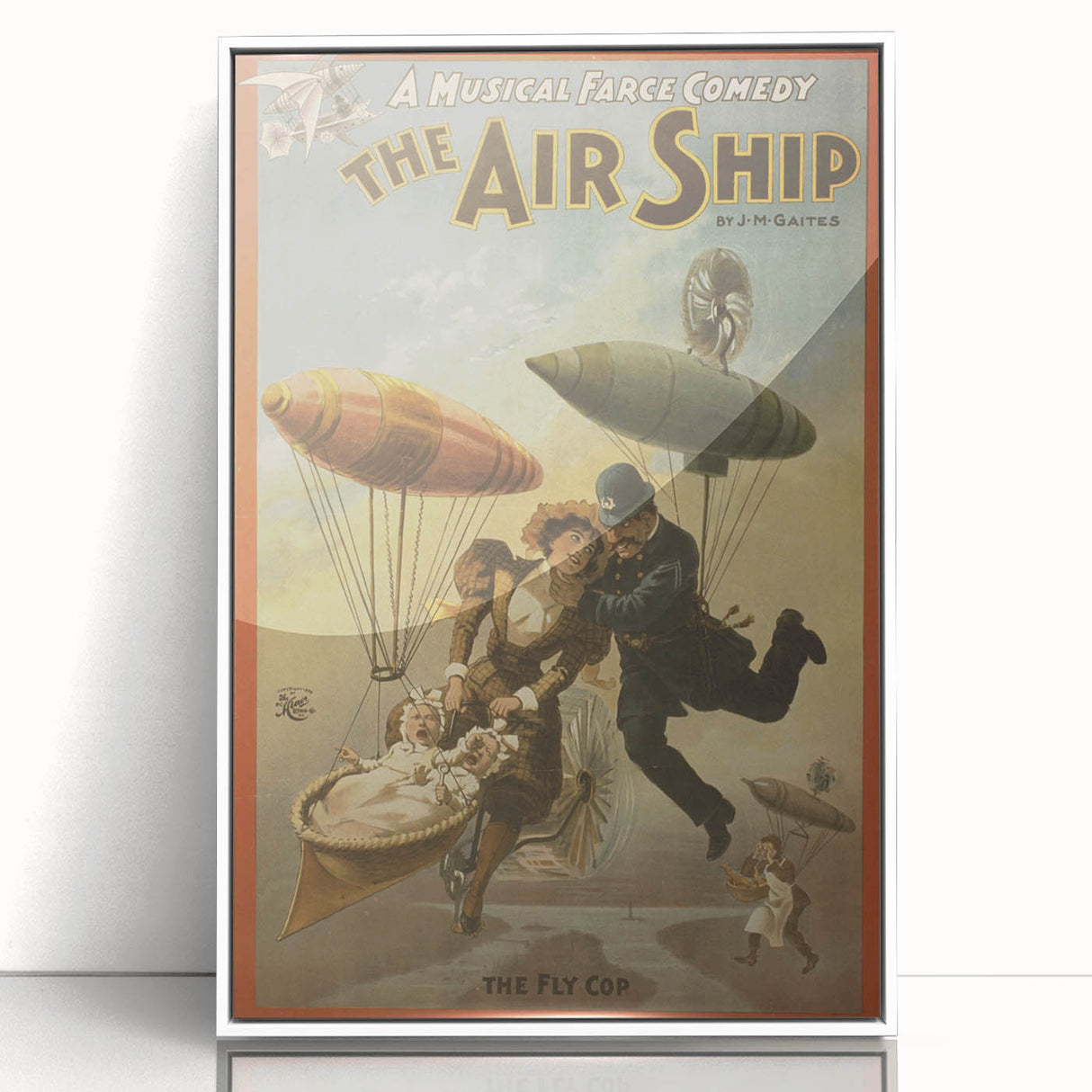 Vintage Airship Poster – Retro Musical Comedy Travel Art