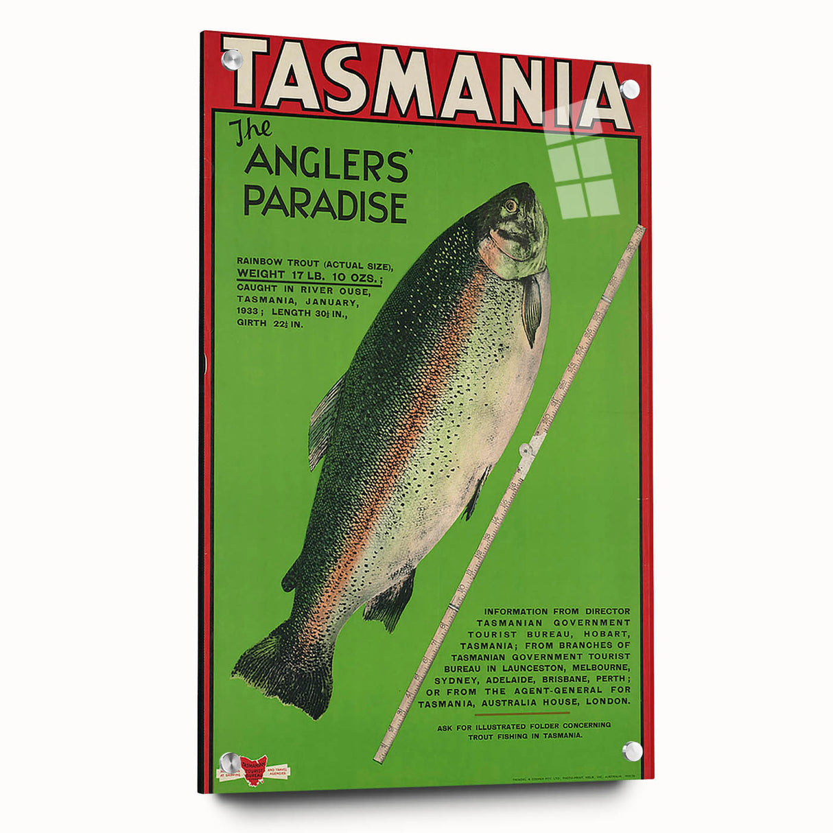 Vintage Tasmania Fishing Poster – Retro Angler’s Paradise Art