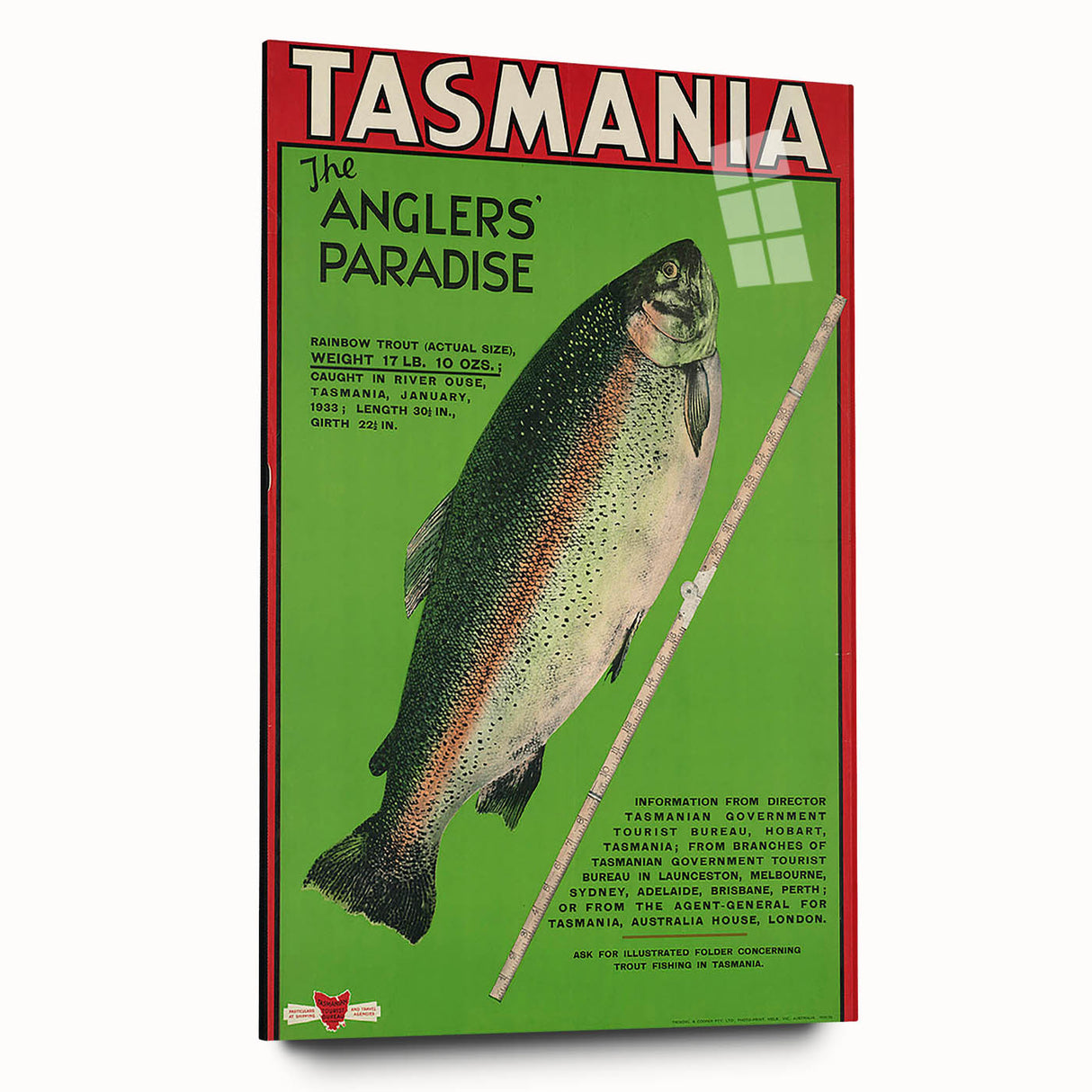 Vintage Tasmania Fishing Poster – Retro Angler’s Paradise Art