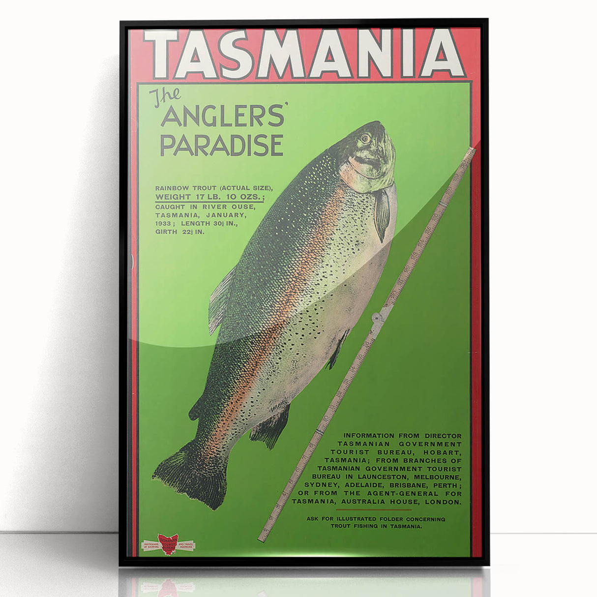 Vintage Tasmania Fishing Poster – Retro Angler’s Paradise Art