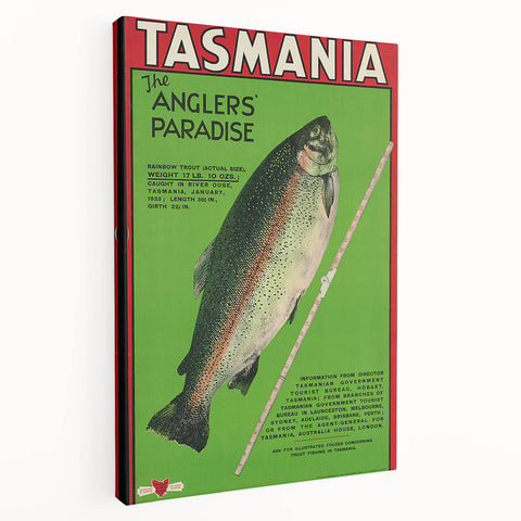 Vintage Tasmania Fishing Poster – Retro Angler’s Paradise Art