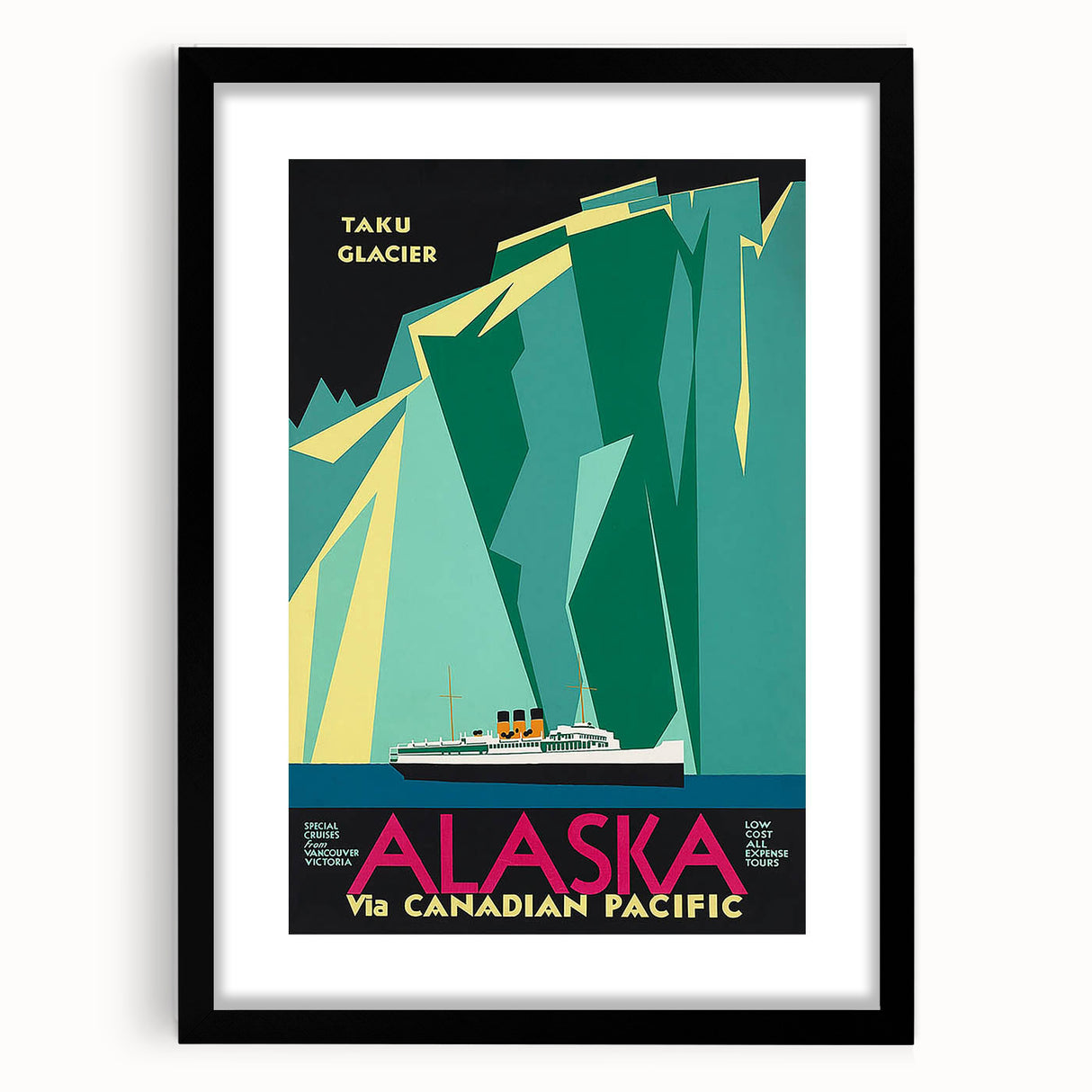 Vintage Alaska Travel Poster – Retro Taku Glacier Cruise Art