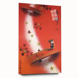 Vintage Kyoto Travel Poster – Retro Japanese Autumn Bridge Art