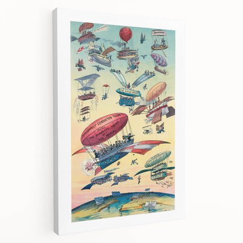 Vintage Airship Travel Poster – Retro Aerial Adventure Art