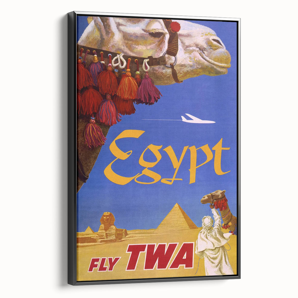 Vintage Egypt Travel Poster – Retro TWA Pyramids and Camel Art