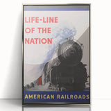 Vintage Railroad Travel Poster – Retro American Train Art