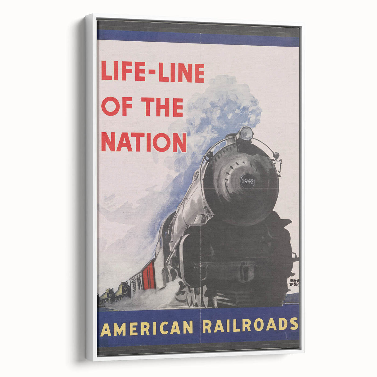Vintage Railroad Travel Poster – Retro American Train Art