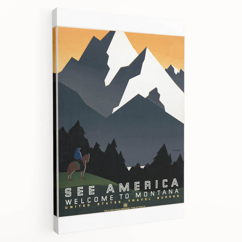 Vintage Montana Travel Poster – Retro See America Wall Art Print