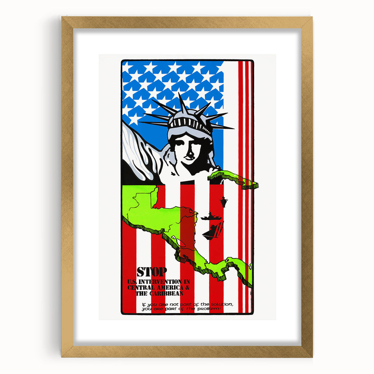 Vintage U.S. Intervention Protest Poster – Retro Statue of Liberty Art