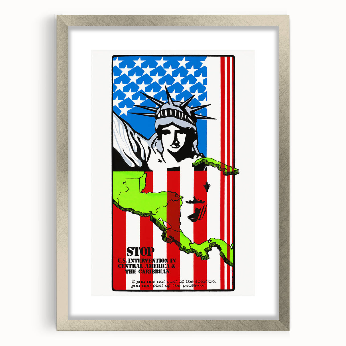 Vintage U.S. Intervention Protest Poster – Retro Statue of Liberty Art