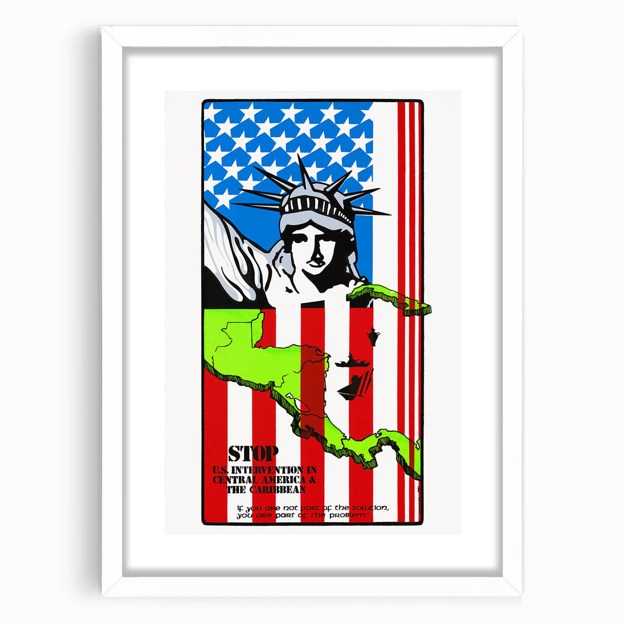 Vintage U.S. Intervention Protest Poster – Retro Statue of Liberty Art