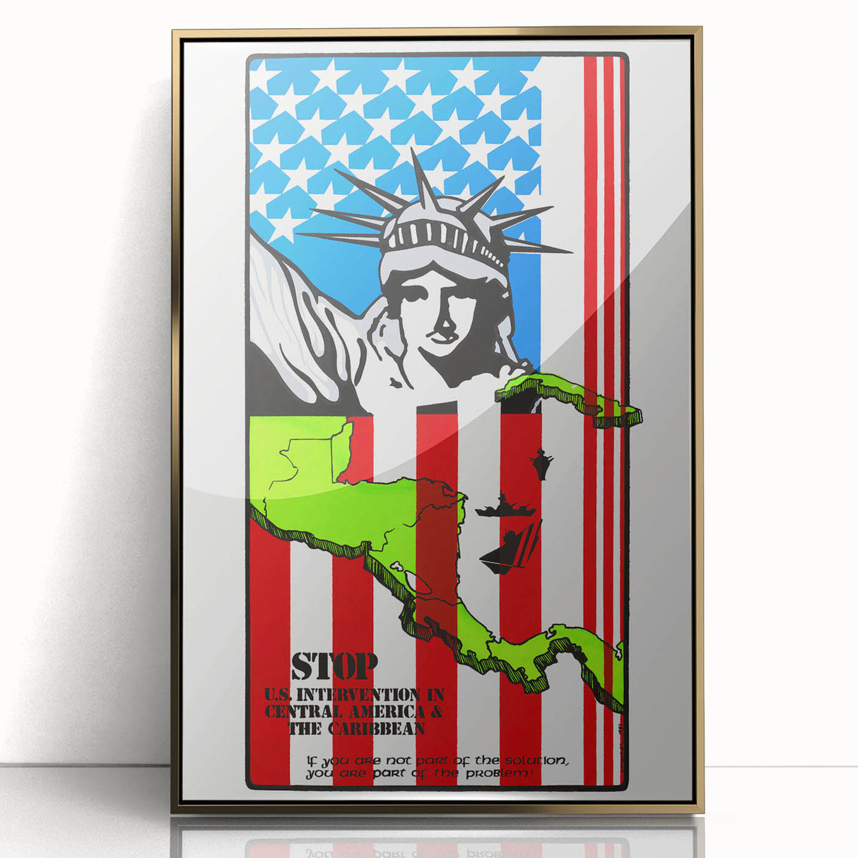 Vintage U.S. Intervention Protest Poster – Retro Statue of Liberty Art