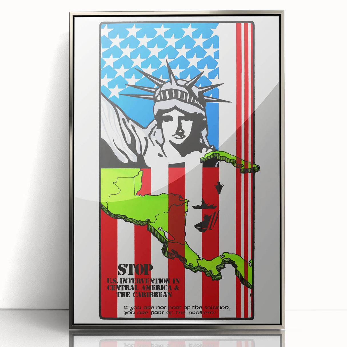 Vintage U.S. Intervention Protest Poster – Retro Statue of Liberty Art
