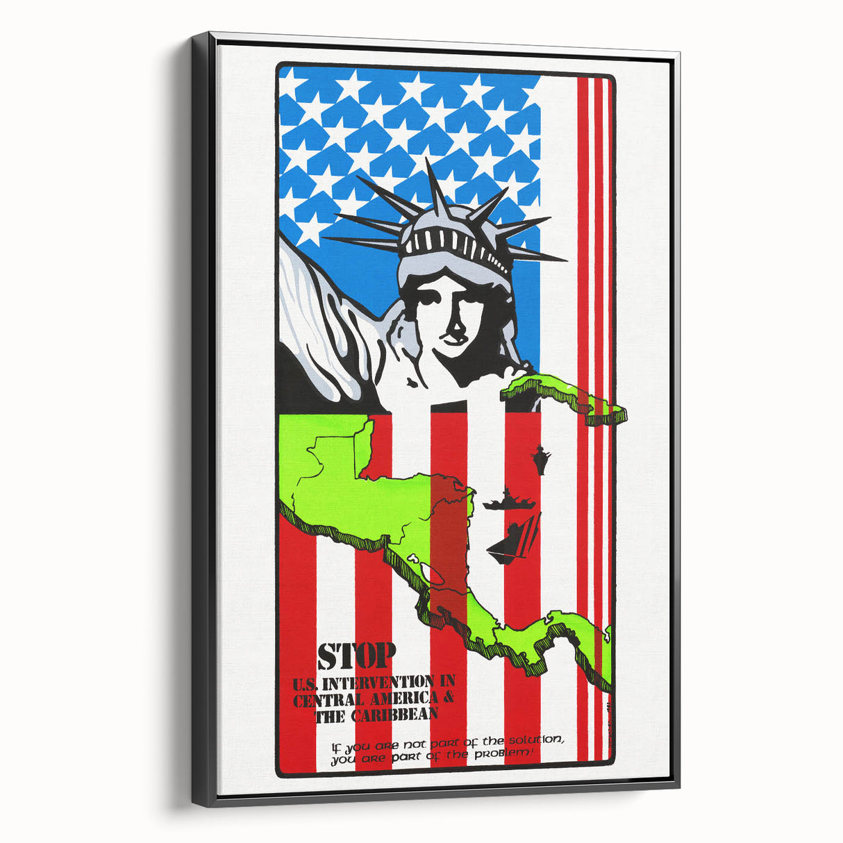 Vintage U.S. Intervention Protest Poster – Retro Statue of Liberty Art