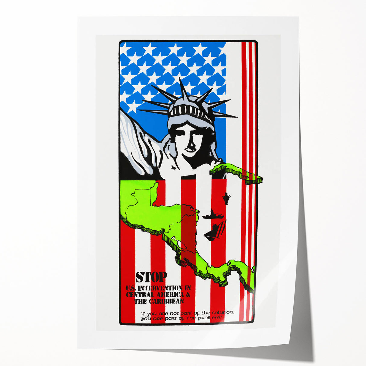Vintage U.S. Intervention Protest Poster – Retro Statue of Liberty Art