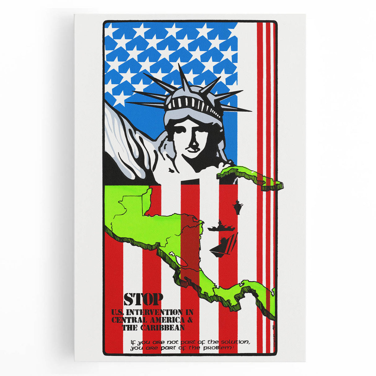 Vintage U.S. Intervention Protest Poster – Retro Statue of Liberty Art
