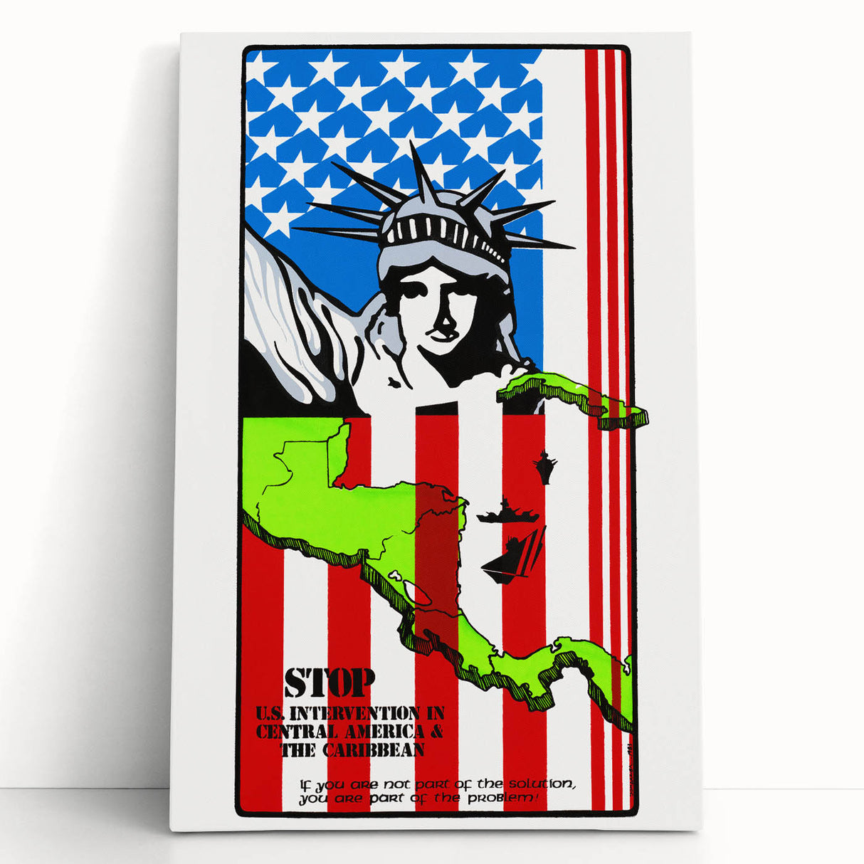 Vintage U.S. Intervention Protest Poster – Retro Statue of Liberty Art