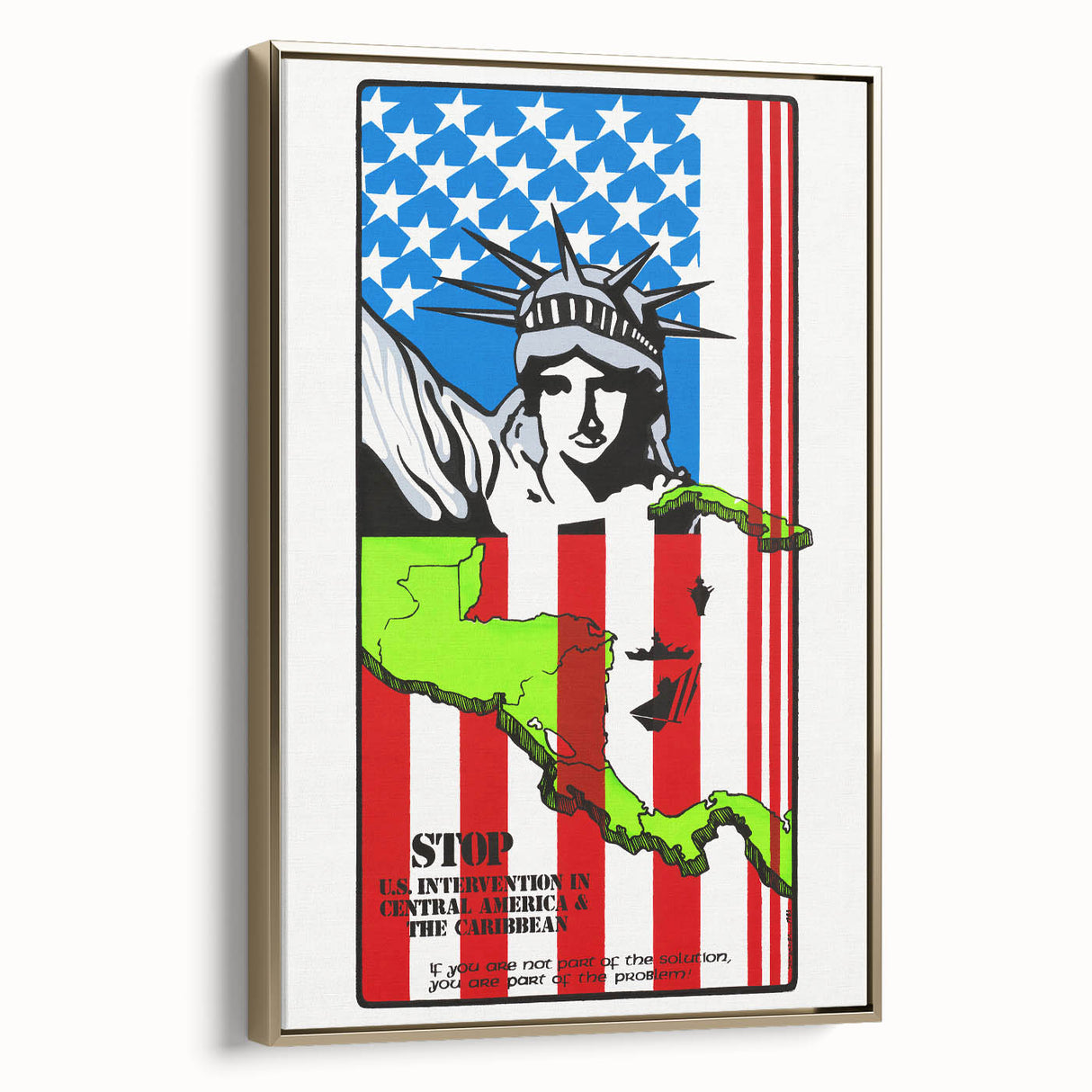 Vintage U.S. Intervention Protest Poster – Retro Statue of Liberty Art