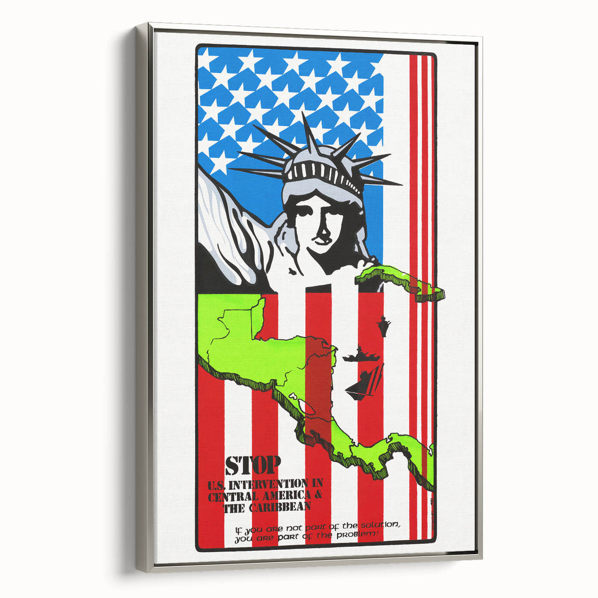 Vintage U.S. Intervention Protest Poster – Retro Statue of Liberty Art