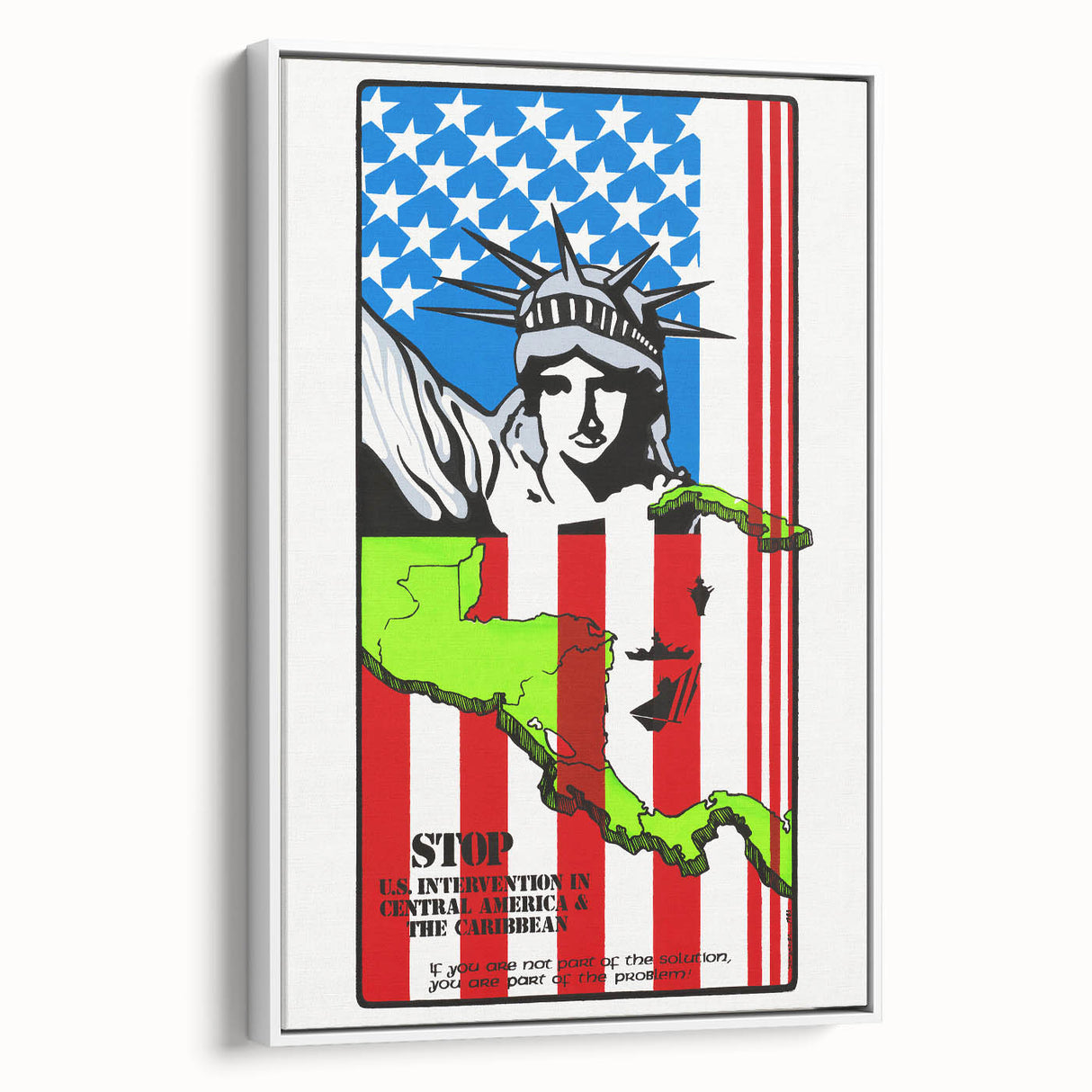 Vintage U.S. Intervention Protest Poster – Retro Statue of Liberty Art
