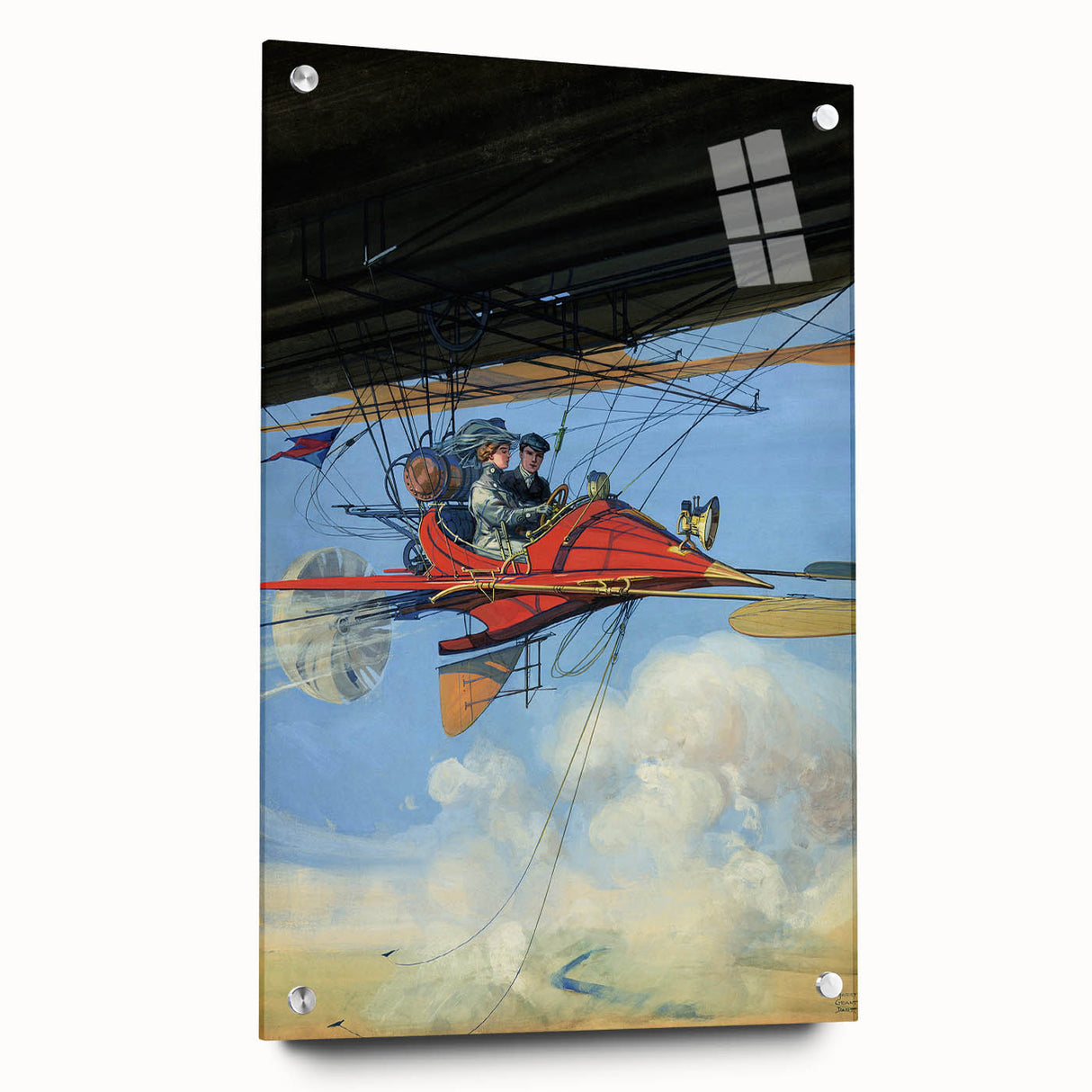 Vintage Aerial Adventure Poster – Retro Red Plane Travel Art