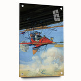 Vintage Aerial Adventure Poster – Retro Red Plane Travel Art