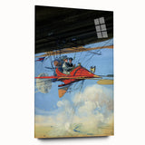 Vintage Aerial Adventure Poster – Retro Red Plane Travel Art