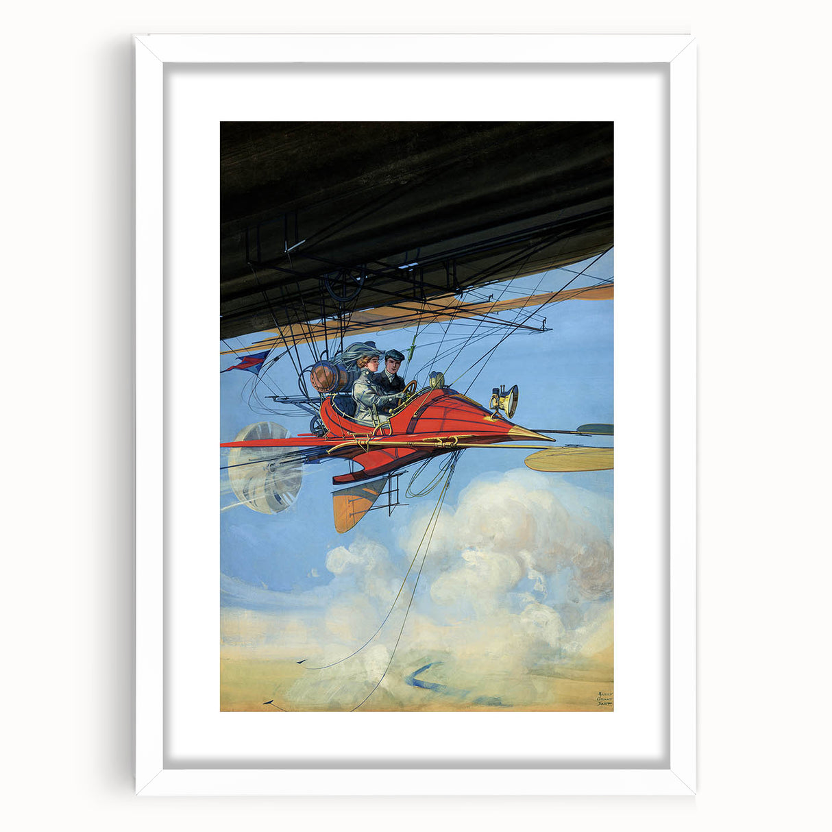 Vintage Aerial Adventure Poster – Retro Red Plane Travel Art