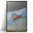 Vintage Aerial Adventure Poster – Retro Red Plane Travel Art