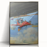 Vintage Aerial Adventure Poster – Retro Red Plane Travel Art