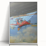 Vintage Aerial Adventure Poster – Retro Red Plane Travel Art