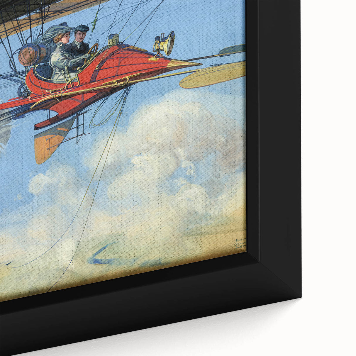 Vintage Aerial Adventure Poster – Retro Red Plane Travel Art
